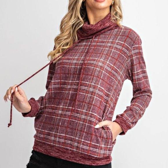 1.4.3. Story by Line Up Tops - Plaid Funnel Neck Pullover